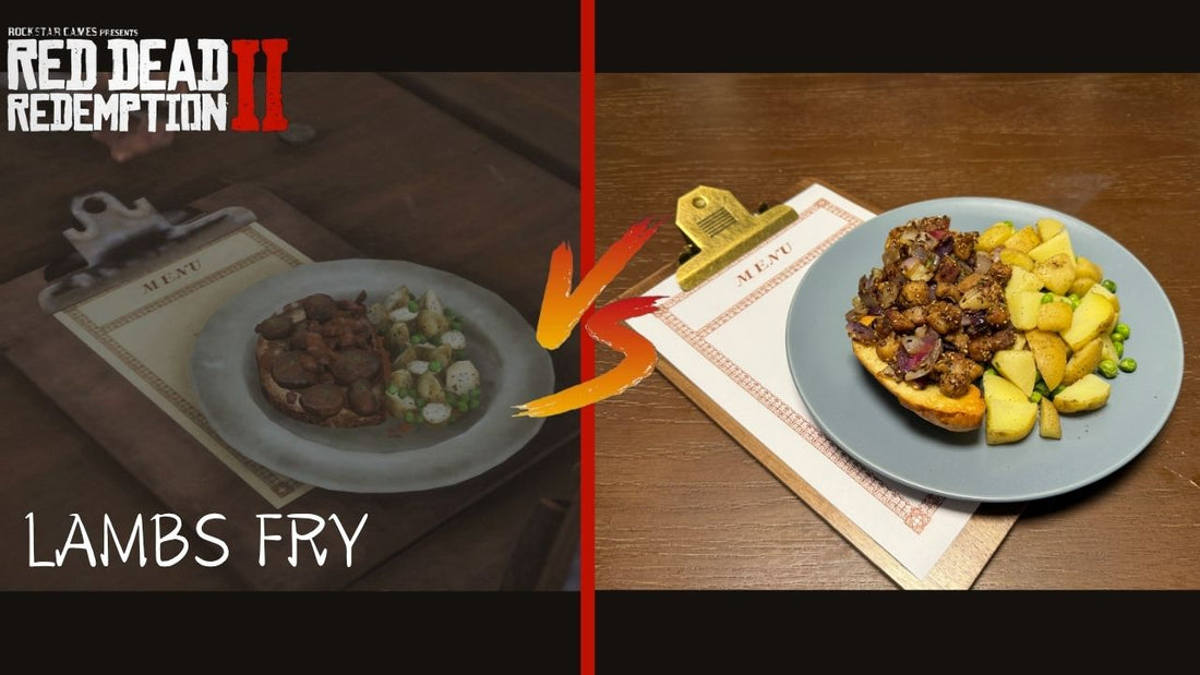 Authentic RDR2 Smithfield's Saloon Lambs Fry dish on a rustic plate