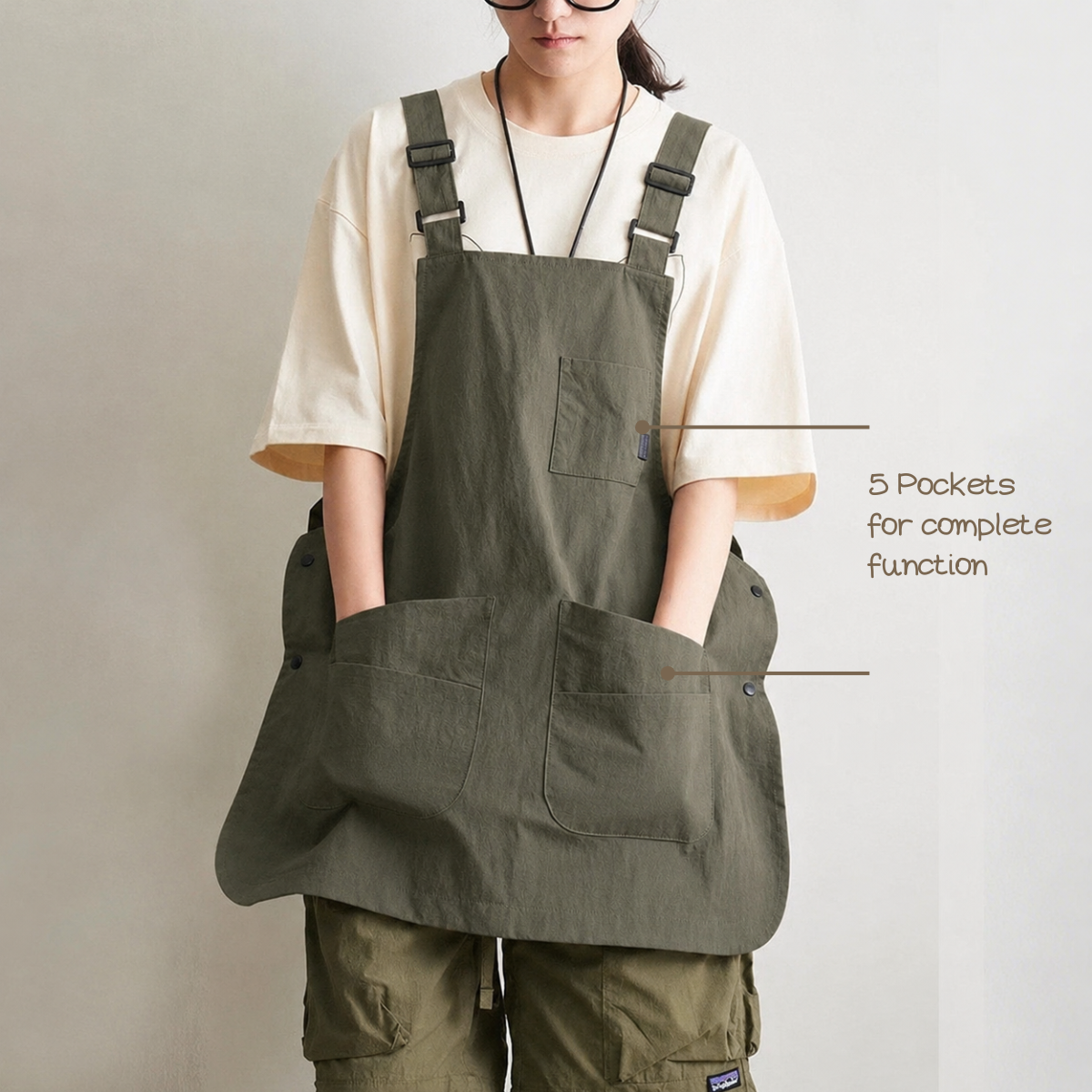 Douable Ultra-Lightweight Utility Apron - 2-in-1 Multi-Pocket Taslan Apron for Kitchen & Outdoor Camping