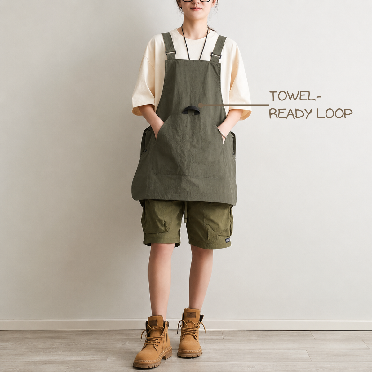 Douable Ultra-Lightweight Utility Apron - 2-in-1 Multi-Pocket Taslan Apron for Kitchen & Outdoor Camping