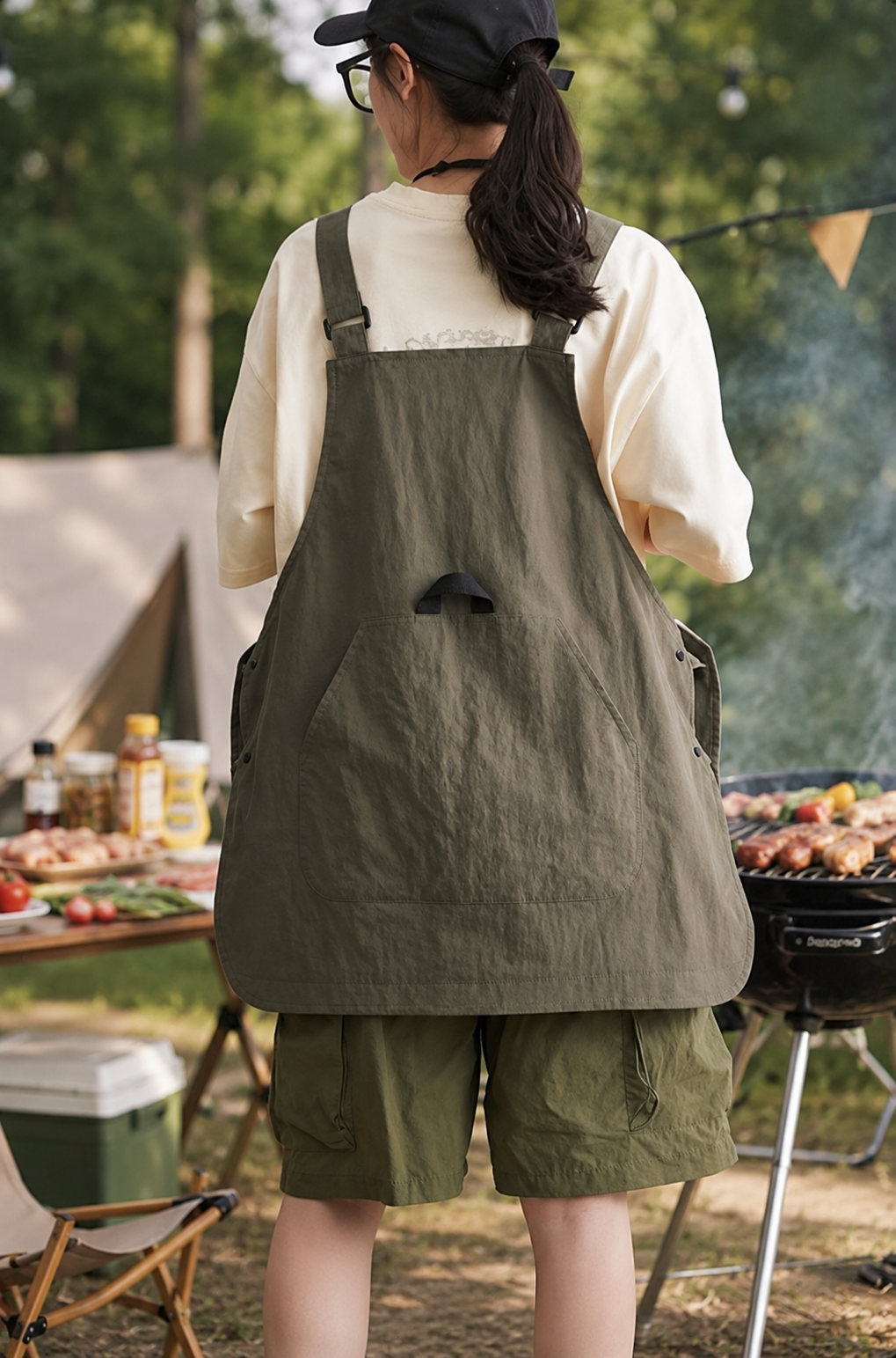 Douable Ultra-Lightweight Utility Apron - 2-in-1 Multi-Pocket Taslan Apron for Kitchen & Outdoor Camping