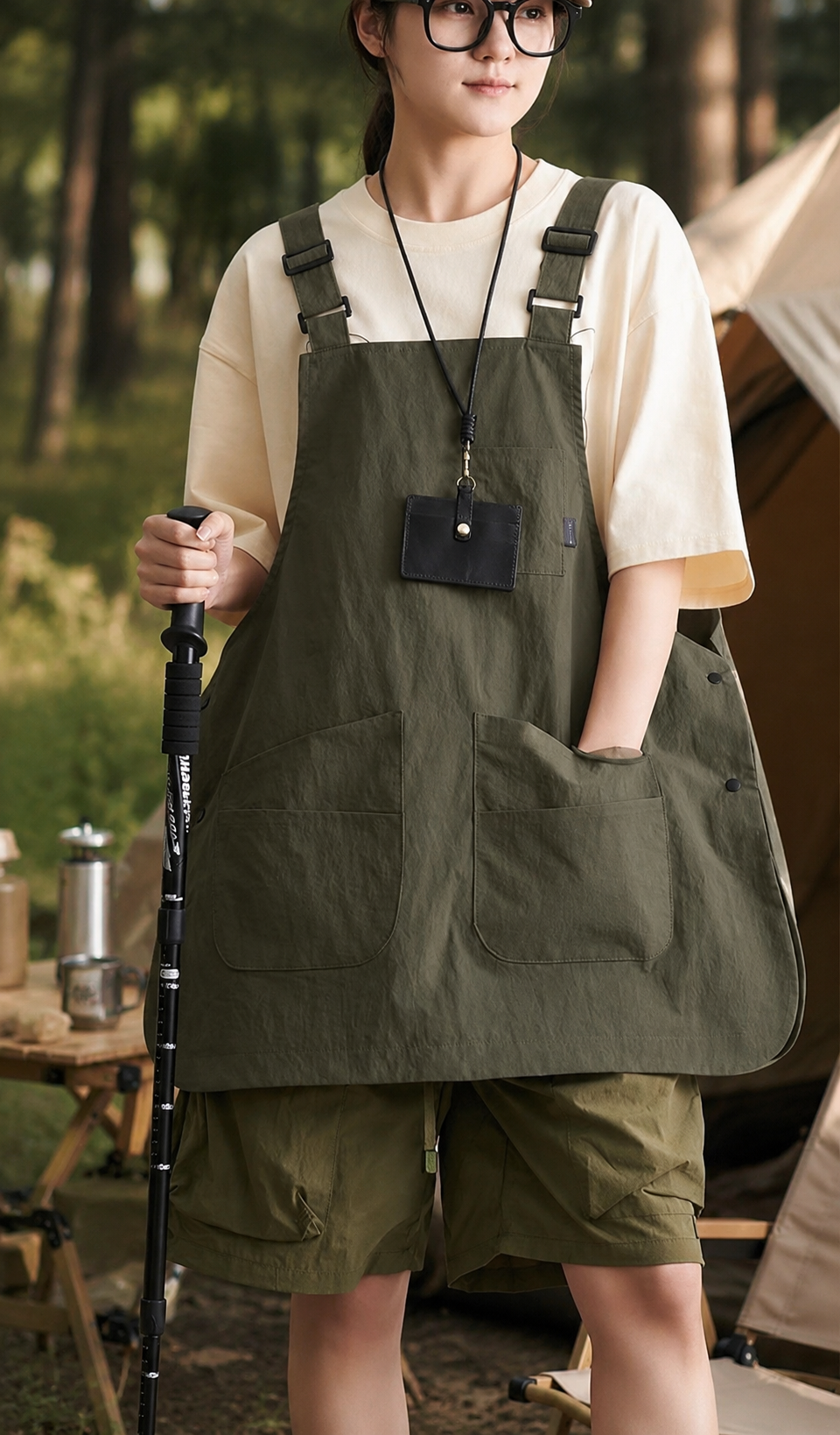 Douable Ultra-Lightweight Utility Apron - 2-in-1 Multi-Pocket Taslan Apron for Kitchen & Outdoor Camping